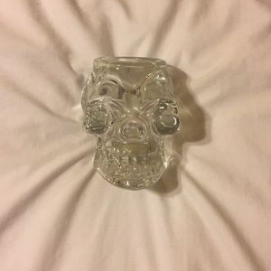 Glass Skull Candle Holder